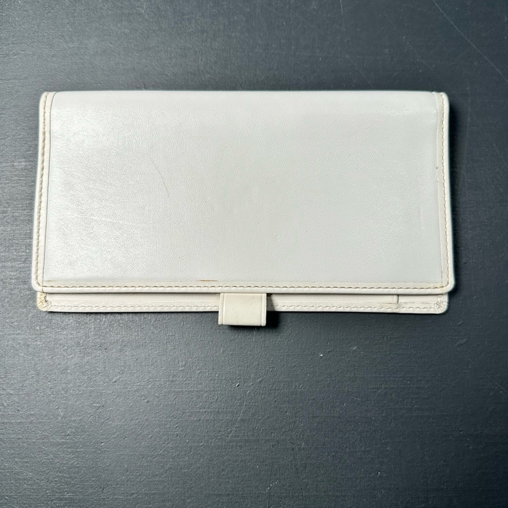 Coach White Leather Bifold Wallet Checkbook Cover Pen Loop - Picture 5 of 5